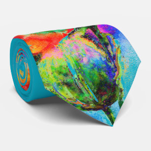 Elegante Aquarellmalerei mit rotem Blumen Krawatte