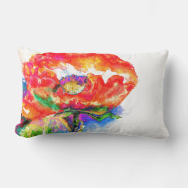 Elegante Aquarellmalerei mit rotem Blumen Lendenkissen