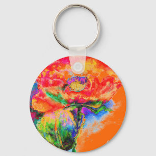 Elegante Aquarellmalerei mit rotem Blumen Schlüsselanhänger