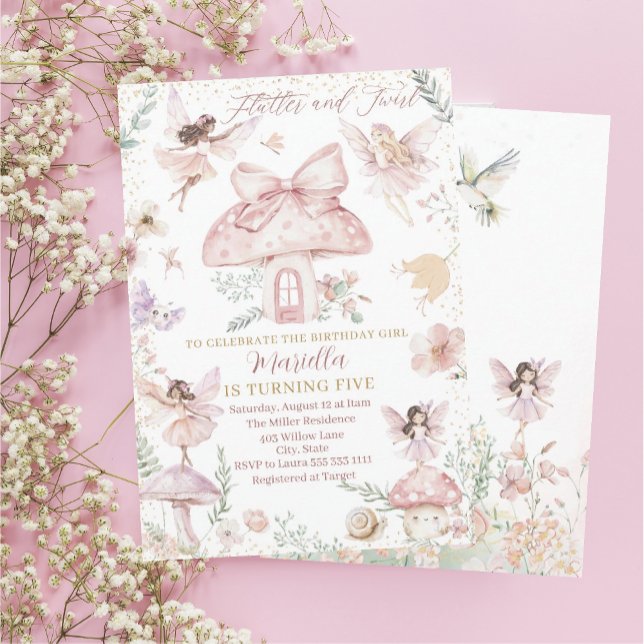 Elegante Aquarellmärchen machen fünf Geburtstag Einladung (Von Creator hochgeladen)