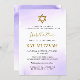 Elegante Aquarellpastellfarben Lila Goldmedaille B Einladung