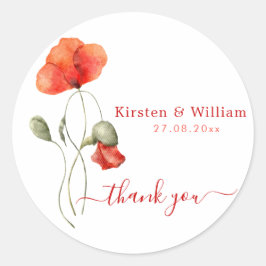 Elegante Aquarellpolster - Hochzeit - Vielen Dank Runder Aufkleber