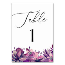 Elegante Aquarellschrift lila Blumenschrift Hochze