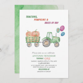 Elegante Aquarelltraktoren Pumpkins Kinderdusche Einladung