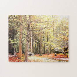 Elegante Aquarellwälder im Herbst Puzzle