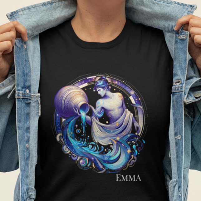 Elegante Aquarius Aquarius Zodiac Custom T-Shirt (Von Creator hochgeladen)