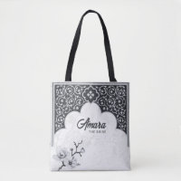 Elegante Arabesque Floral Tote Bag | Noir Arch