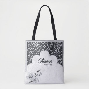 Elegante Arabesque Floral Tote Bag Noir Arch