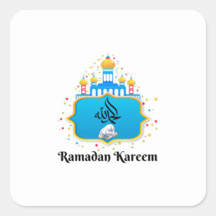 Elegante arabische Kalligrafie Ramadan-Wünsche Quadratischer Aufkleber