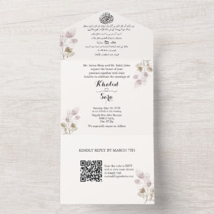 Elegante arabische und englische Hochzeitseinladun All In One Einladung