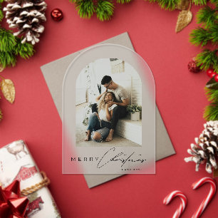 Elegante Arch 1 Foto Frohe Weihnachten Grußkarte Acryleinladungen