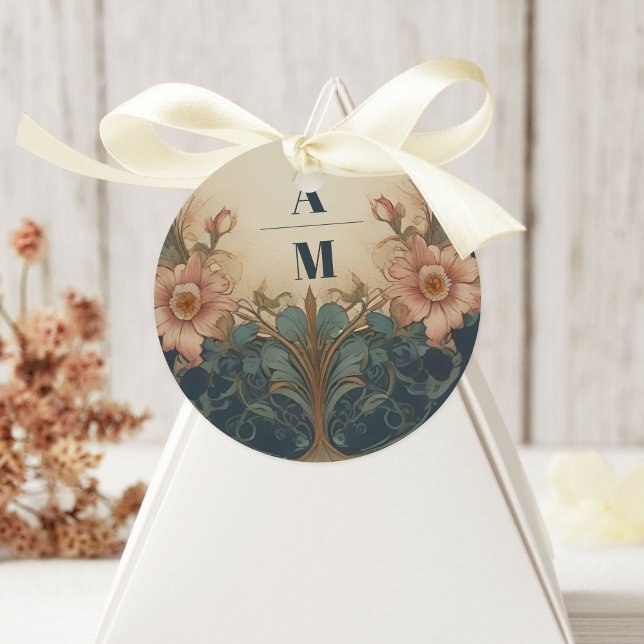 Elegante Arch Art Nouveau Hochzeit Runder Aufkleber (Von Creator hochgeladen)