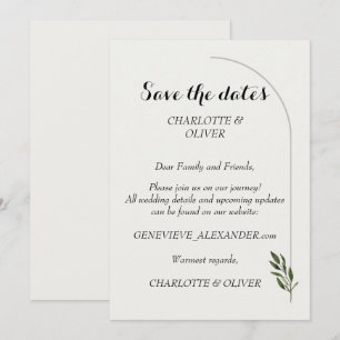 Elegante Arch-Botanik-Grün Save The Date Karte