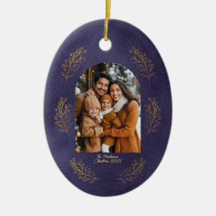 Elegante Arch-Familienfoto lässt Weihnachten blau Keramik Ornament