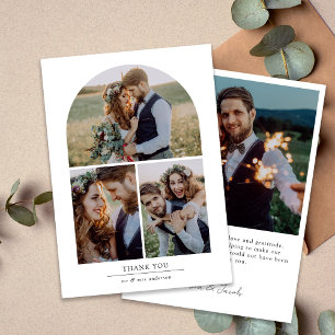 Elegante Arch-Mehrfachfoto-Collage-Hochzeit Dankeskarte