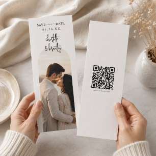 Elegante Arch QR Save-the-Date-Hochzeitskarte.