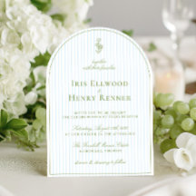 Elegante Arch Sage Green & Blue Stripe Hochzeit