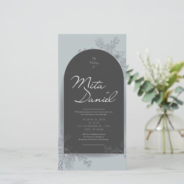 Elegante Arch Wedding Einladung (Stehend Vorderseite)