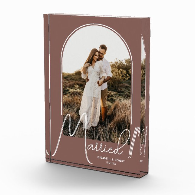 Elegante Arch Wedding Rose Taupe Fotoblock (Rechts)