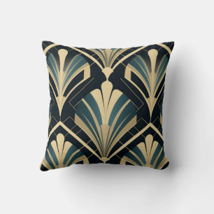 Elegante Art Deco - Blue Nights und Elfenbein Kissen