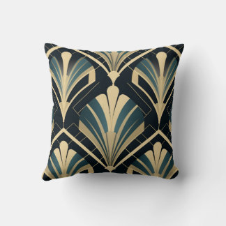 Elegante Art Deco - Blue Nights und Elfenbein Kissen