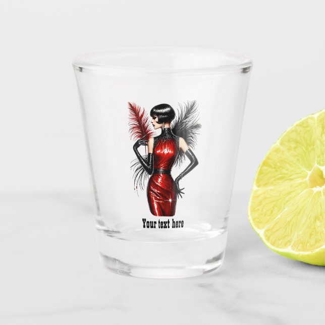 Elegante Art Deco-Dame anpassbar  Schnapsglas (Vorderseite)