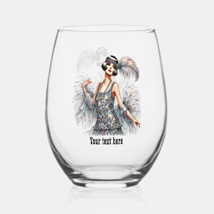 Elegante Art Deco-Dame anpassbar  Weinglas Ohne Stiel