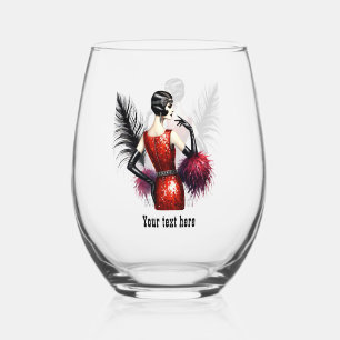 Elegante Art Deco-Dame anpassbar  Weinglas Ohne Stiel