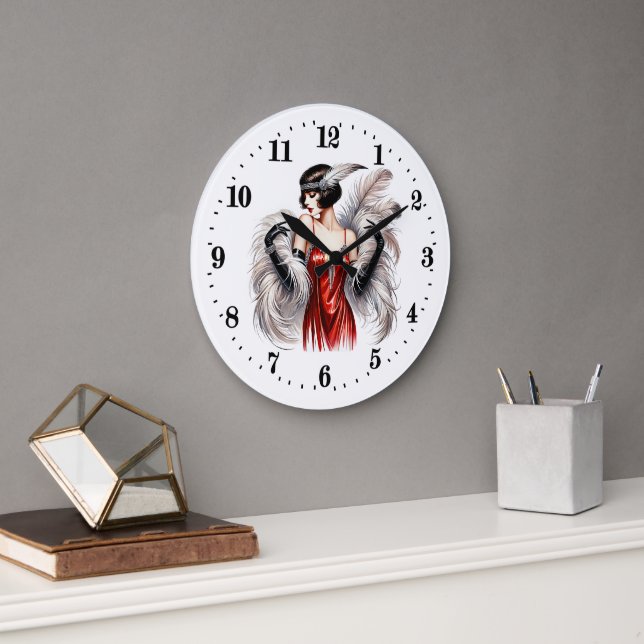 Elegante Art Deco Dame Große Wanduhr (Büro)