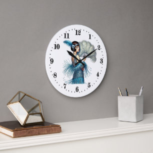 Elegante Art Deco Dame Große Wanduhr