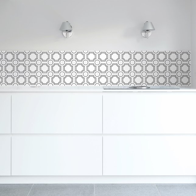 Elegante Art Deco Einfache Geometrische Schwarz-we Fliese (Von Creator hochgeladen)