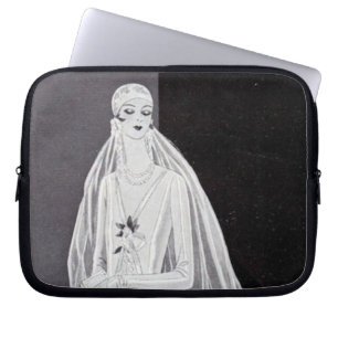 Elegante Art Deco Flapper-Braut-Illustration Laptopschutzhülle