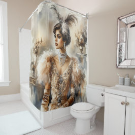 Elegante Art Deco Flapper Duschvorhang
