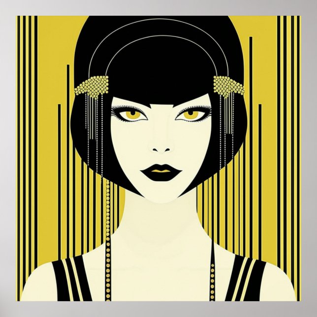 Elegante Art Deco Flapper Poster (Vorne)