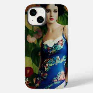 Elegante Art Deco Frauen mit großer Blume Kunst, D Case-Mate iPhone 14 Hülle