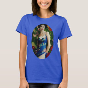 Elegante Art Deco Frauen mit großer Blume Kunst, D T-Shirt