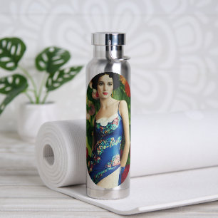 Elegante Art Deco Frauen mit großer Blume Kunst, D Trinkflasche