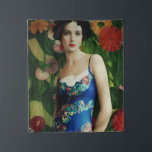 Elegante Art Deco Frauen mit großer Blume Kunst, D Wandteppich<br><div class="desc">Gefühl extravagant? Dieses Meisterwerk im Art-Déco-Stil ist ein echtes Highlight! Die rauschenden 20er mögen vorbei sein,  aber der Glamour lebt in diesem atemberaubenden Stück weiter. Die aufwändigen Details und die lebhaften Farben der Blume werden Ihnen Gefühl wie ein echter Gatsby verlassen.</div>