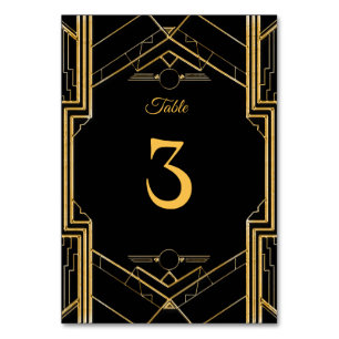 Elegante Art Deco Gatsby Hochzeit Tischnummer Card