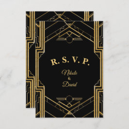 Elegante Art Deco Gatsby R.S.V.P. Karte