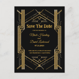 Elegante Art Deco Gatsby Save the Date Ankündigungspostkarte