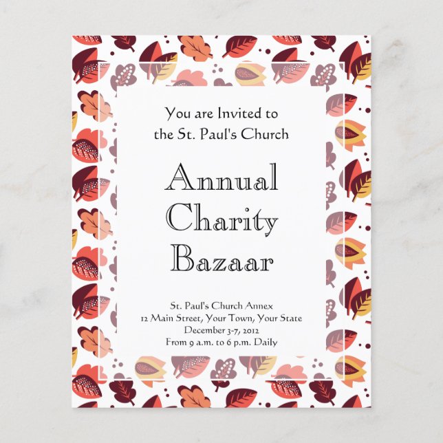 Elegante Art Deco Herbstlaube Herbstmuster Flyer (Hinten)