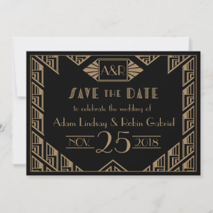 Elegante Art-Déco-Hochzeit rettet das Datum Save The Date