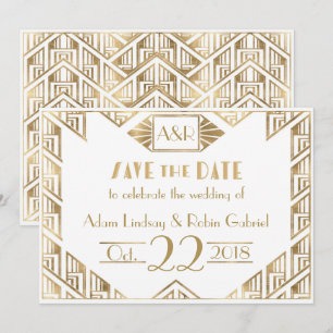 Elegante Art Deco Hochzeit Save The Date Karte