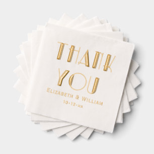 Elegante Art Deco Hochzeitstypografie Danke #1 Servietten Mit Folie
