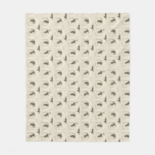 Elegante Art Deco Katzen - Beige Fleecedecke
