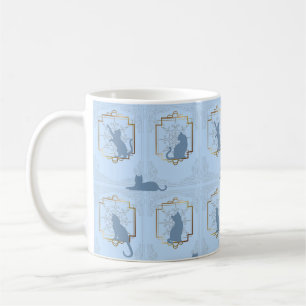 Elegante Art Deco Katzen - Blau Kaffeetasse