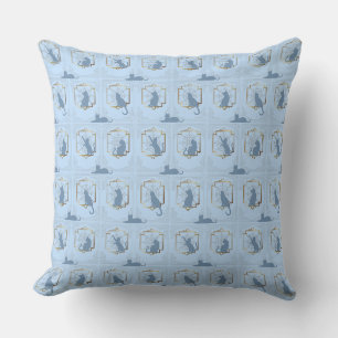 Elegante Art Deco Katzen - Blau Kissen