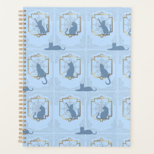 Elegante Art Deco Katzen - Blau Planer