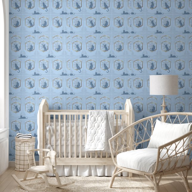 Elegante Art Deco Katzen - Blau Tapete (Kinder)
